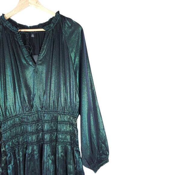Current Air Womens Metallic Green Long Sleeve Medium Mini Dress Date Night Chic - Picture 2 of 15